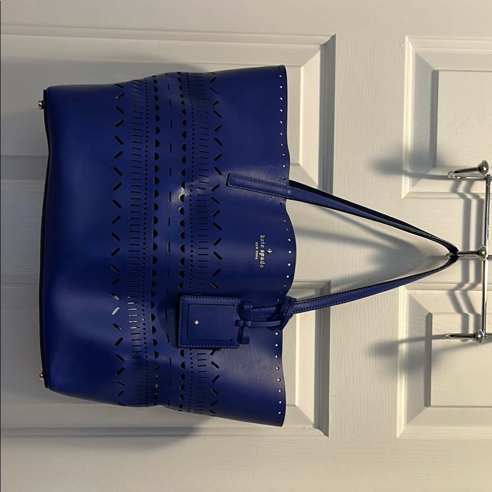 Kate Spade Royal Blue Perforated Leather Tote